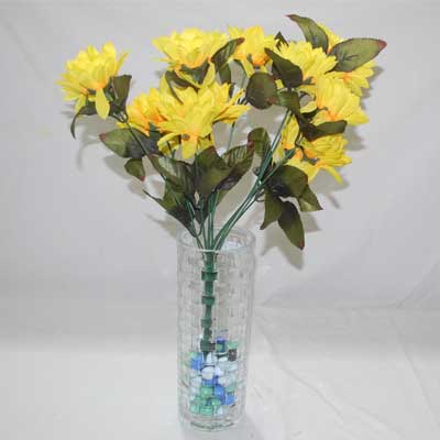 "Artificial Flower with Crystal Vase (yellow) - code FV08 - Click here to View more details about this Product